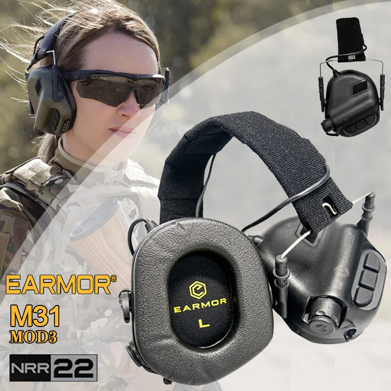 EARMOR Taktik Kulaklıklar M31 MOD3 Askeri Gürültü Önleyici Kulaklıklar Askeri Anti-Gürültülü Çekim Kulaklık OPSMEN NRR 22dB