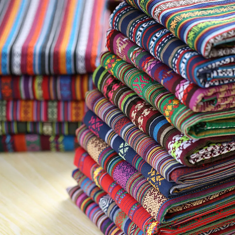 Etnik Tarzı Pamuk Keten Kumaş Tekstil Patchwork kanepe kılıfı Yastık Otel Bar Masa Örtüsü Perde Dekoratif El Sanatları Malzemeleri