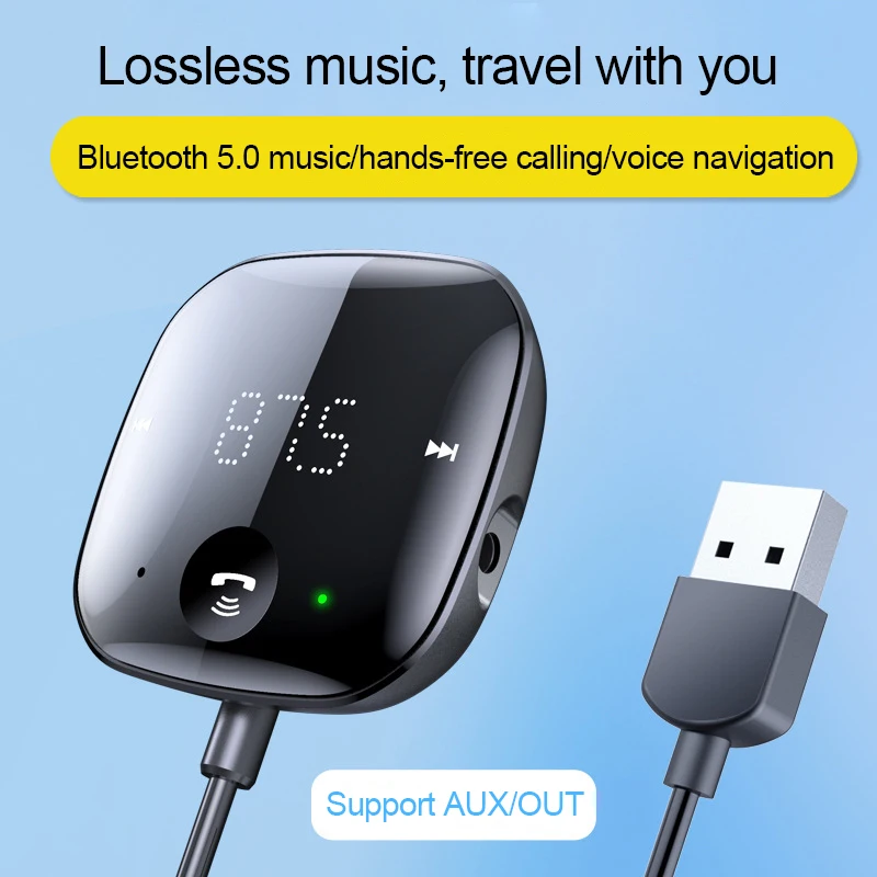 FM Verici Bluetooth 5.0 Handsfree Araç Kiti Ses MP3 Müzik Alıcısı Çalar Araba Multimedya Oynatıcı Aux Kablosuz Verici