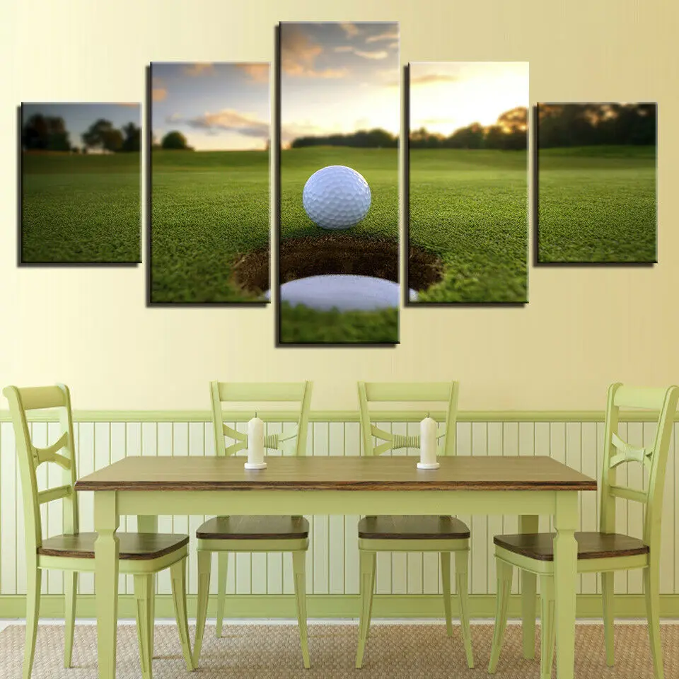 Golf Sahası Manzara Beyaz Top Tuval Baskılar Boyama Duvar Sanatı Ev Dekor HD Baskı Posteri Yok Çerçeveli Resimler 5 Adet