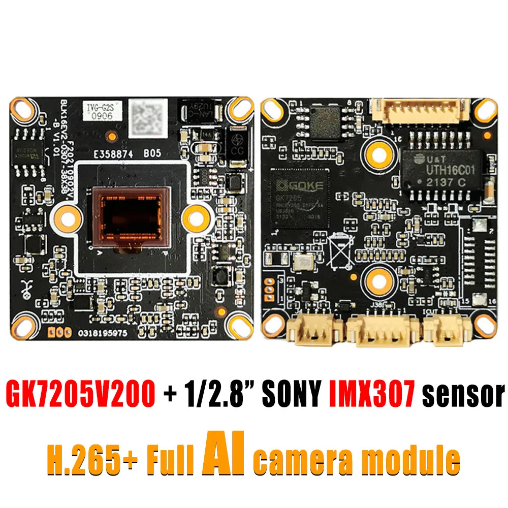 H. 265AI / H. 265+1080P 2MP 1920*1080 Piksel GK7205V200 + IMX307 / 1 / 2 8 