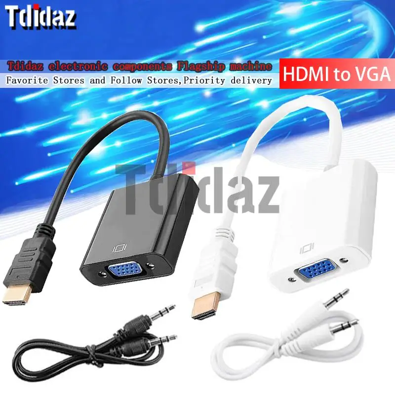 HDMI VGA Adaptörü Kablosu Erkek Kadın HDMI VGA Dönüştürücü Adaptör 1080P Dijital Analog Video Ses Tablet İçin