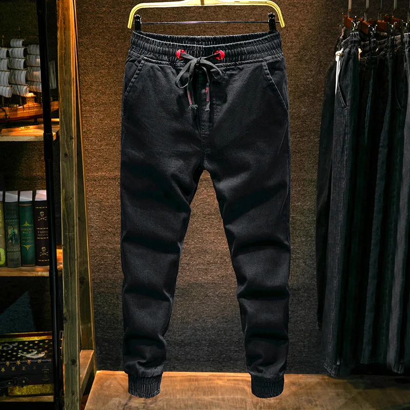 Hip Hop Harem Modis Kpop Modası Siyah Kot Erkekler Streetwear Kore Tarzı Denim Pantolon 2020 Yırtık Yama Kot Gevşek Giysiler