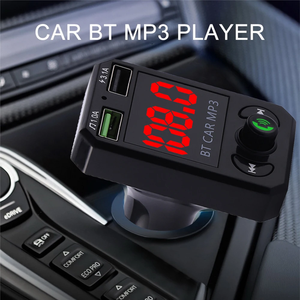 Kablosuz bluetooth uyumlu 5.0 Eller serbest araç kiti FM Verici Ses Alıcısı MP3 Çalar USB Hızlı Şarj Araba Aksesuarları