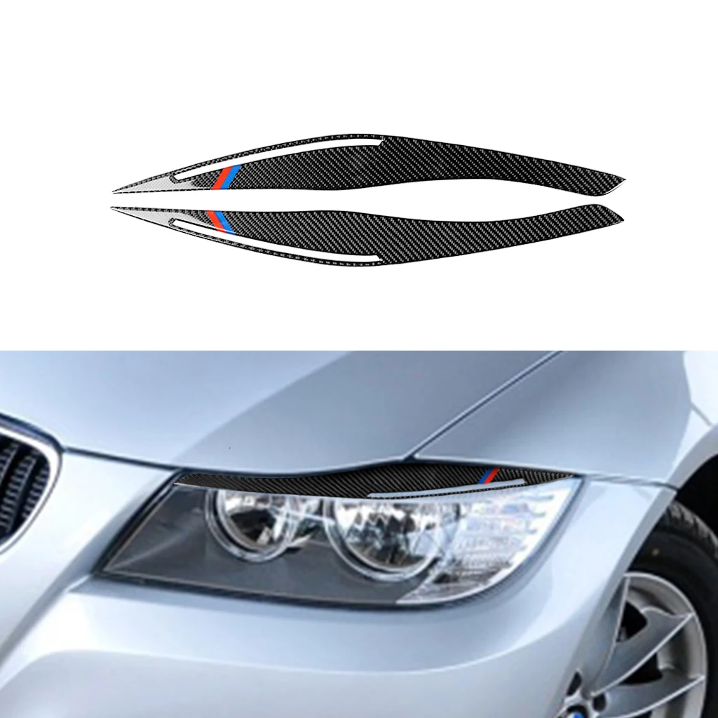 Karbon Fiber Farlar Kaşları Göz Kapakları Araba Çıkartmaları BMW E90 Ön Far Kaşları 3 serisi 2009-2012 aksesuarları