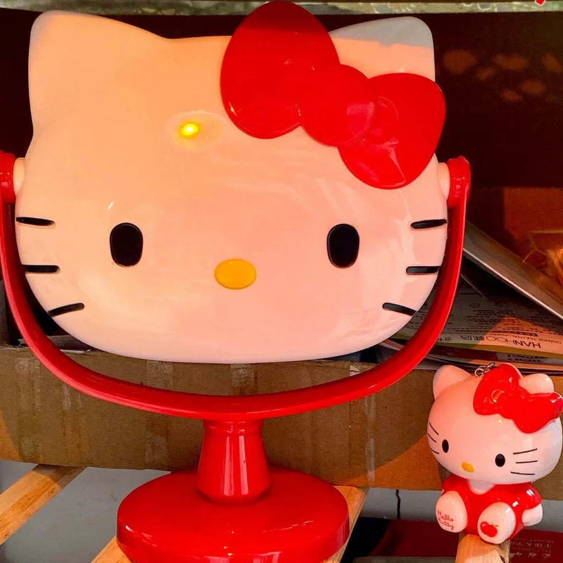 Kawaii Hello Kittys Dresser Yatak Odası Masaüstü Ayna Anime Kt Kedi Yaratıcı Dönebilen öğrenci Yurdu makyaj aynası Kız Hediye