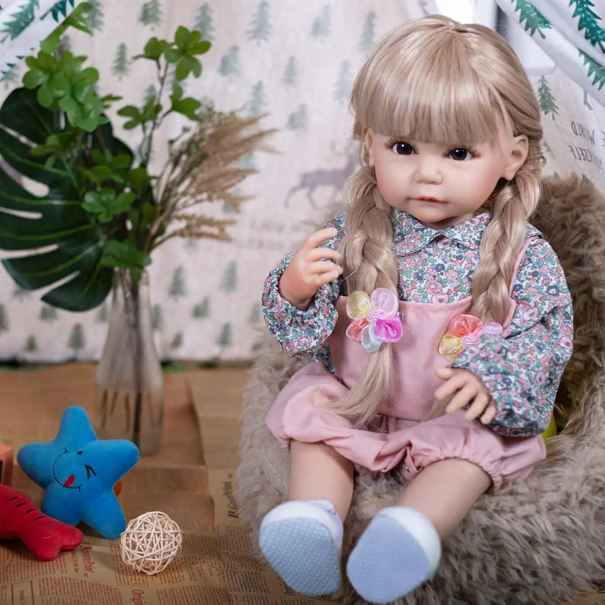 KEIUMI 22 İnç Kırık Çiçek Elbise Silikon Vücut stres oyuncakları Yeniden Doğmuş Bebek Bebek Yenidoğan Bebek Bebek Çocuklar İçin doğum günü hediyesi Oyuncak