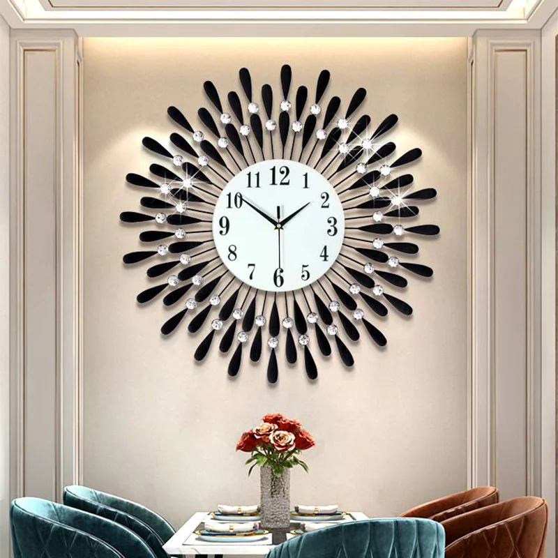 Kristal Güneş Modern Tarzı Sessiz duvar saati 38X38cm, 2020 Yeni Ürün Oturma Odası Ofis ev duvar dekorasyonu