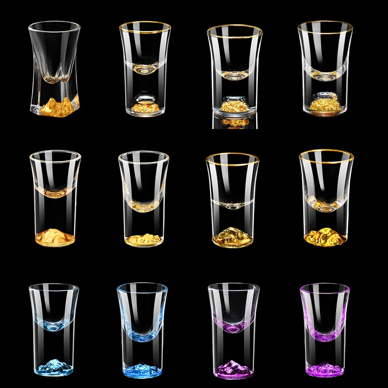 Kristal Likör Votka Shot Cam Altın Dağ şarap bardakları viski bardağı Ruhları Japon Sake Kore Soju Brendi Bardak