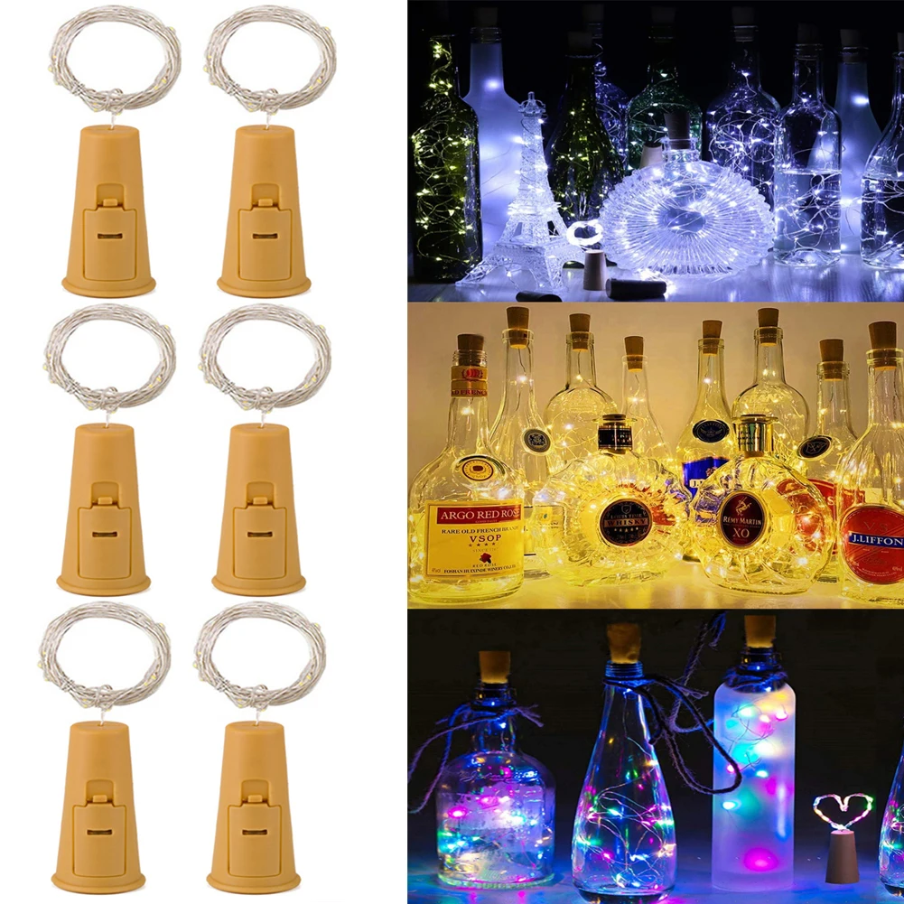 Mantarlı şarap şişesi ışıkları - Zamanlayıcı ile 5 Kısılabilir mod, 3 adet şişe mantar ışıkları pille çalışan DIY led perili dizi lamba