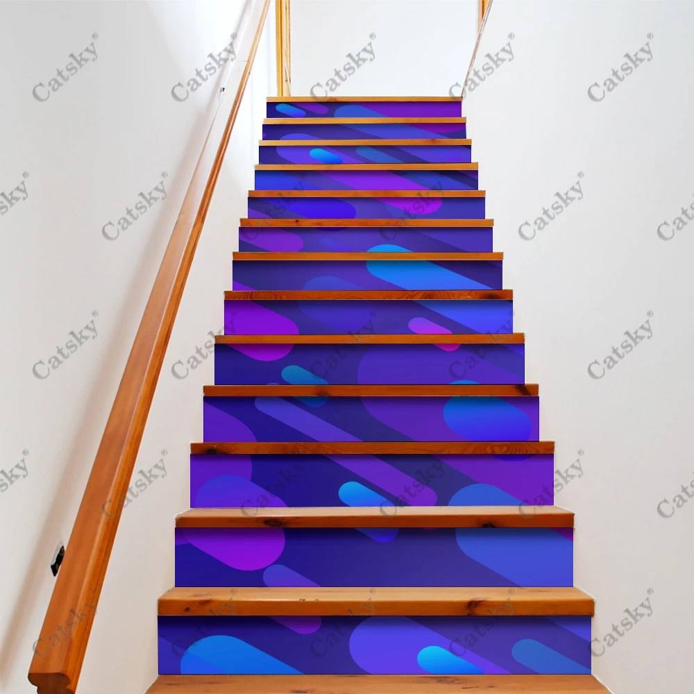 Mavi 1 Merdiven Zemin Çıkartmaları Su Geçirmez Çıkarılabilir Kendinden Yapışkanlı Dıy Merdiven Çıkartmaları Duvar Resimleri Ev Dekorasyonu 13 adet / takım