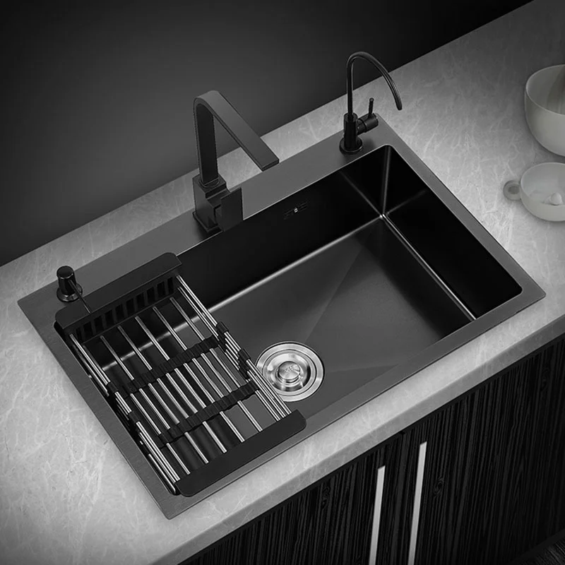 mutfak lavabo Siyah nano lavabo tek yuvalı ev el yıkama havzası mutfak büyük 304 paslanmaz çelik lavabo lavabo kase
