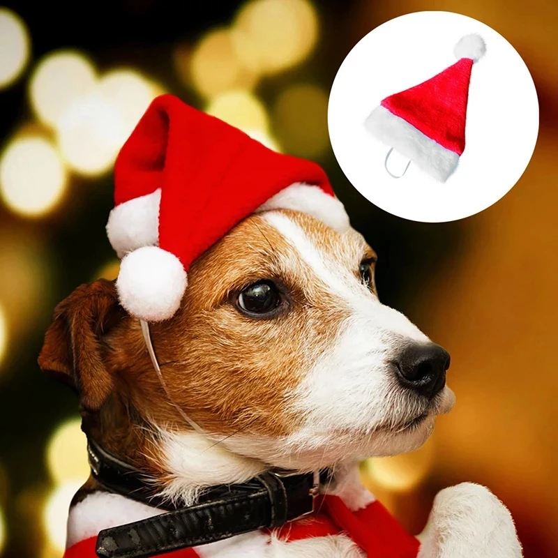 Noel Pet Köpek Kedi Peluş Yeni Yıl Noel Baba Kap Noel Tatil Kostüm Partisi Ev Dekorasyonu Pet Cosplay Sahne Malzemeleri
