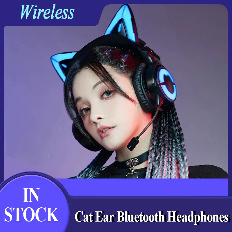 Orijinal Yeni Yowu 4 Kedi Kulak Bluetooth Kafa Monte kablosuz kulaklıklar App Kontrol Kulaklık Rgb 50mm Dinamik Bobin Özel Hd Mic
