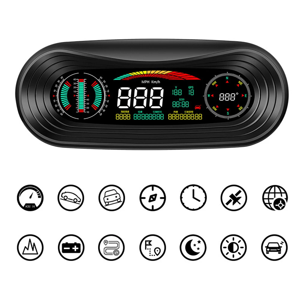 Oto Elektroniği Aksesuarları 5.2 inç Ekran GPS HUD Dijital Göstergeler Araba Head Up Display KM / h MPH Aşırı Hız Alarmı Hız Göstergesi