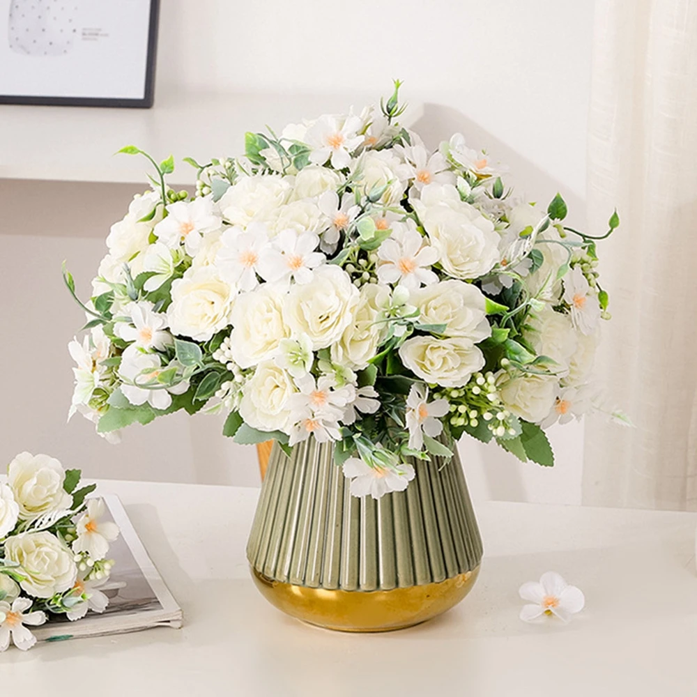 Parti Soyunma Ev Ekran Fotoğraf Sahne Dıy Buket Düğün Dekorasyon yapay çiçek Gül Kombinasyonu