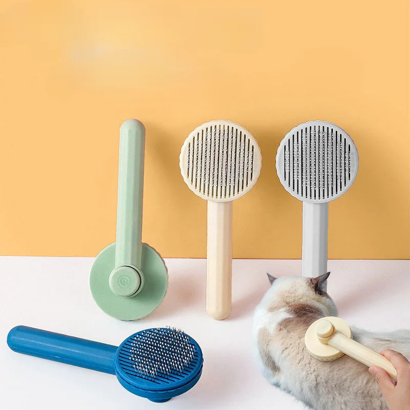 Pet bakım Tek dokunuşla kendi kendini temizleyen de-fluffing saç tarak Kedi ve köpek masaj Pet temizleme iğne tarak Pet malzemeleri