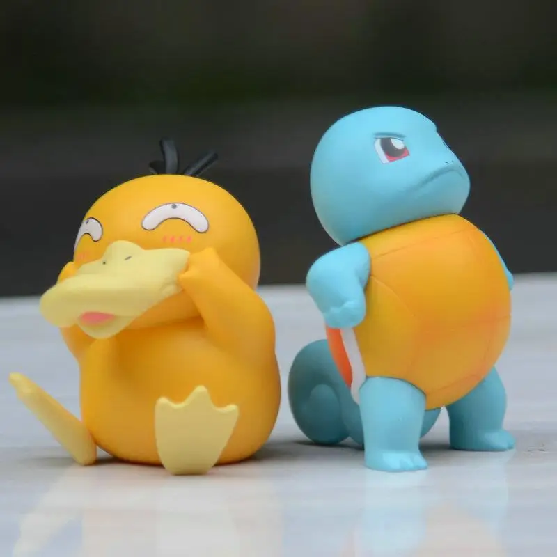 Pokemon modeli Squirtle Pikachu Mimikyu Psyduck bebek araba dekorasyon Kawaii çocuk oyuncakları doğum günü hediyesi anime çevre birimleri