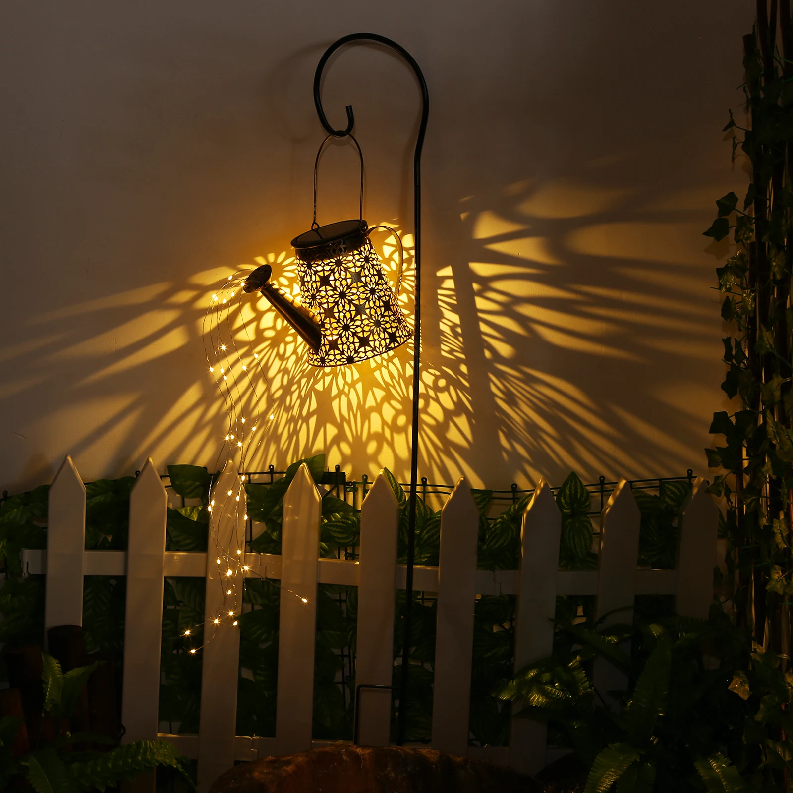 Retro LED sulama kovası ışık dize güneş enerjili su geçirmez dış mekan gece lambası demir sanat dış aydınlatma armatürü