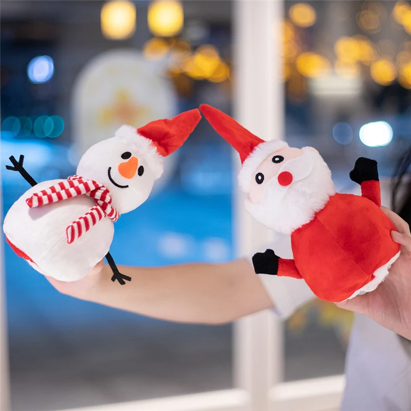 Sevimli Kardan Adam ve Santa Geri Dönüşümlü peluş oyuncak Dolması Peluş Çift taraflı Kardan Adam Noel Baba Yumuşak Bebek Çocuk Oyuncakları noel hediyesi
