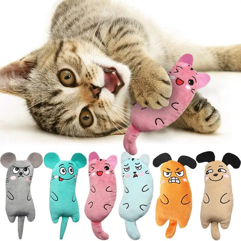Sevimli Kedi Oyuncaklar Komik İnteraktif Peluş Kedi Oyuncak Mini Diş Taşlama Catnip Oyuncaklar Yavru Çiğneme Gıcırtılı Oyuncak Evcil Hayvan Aksesuarları