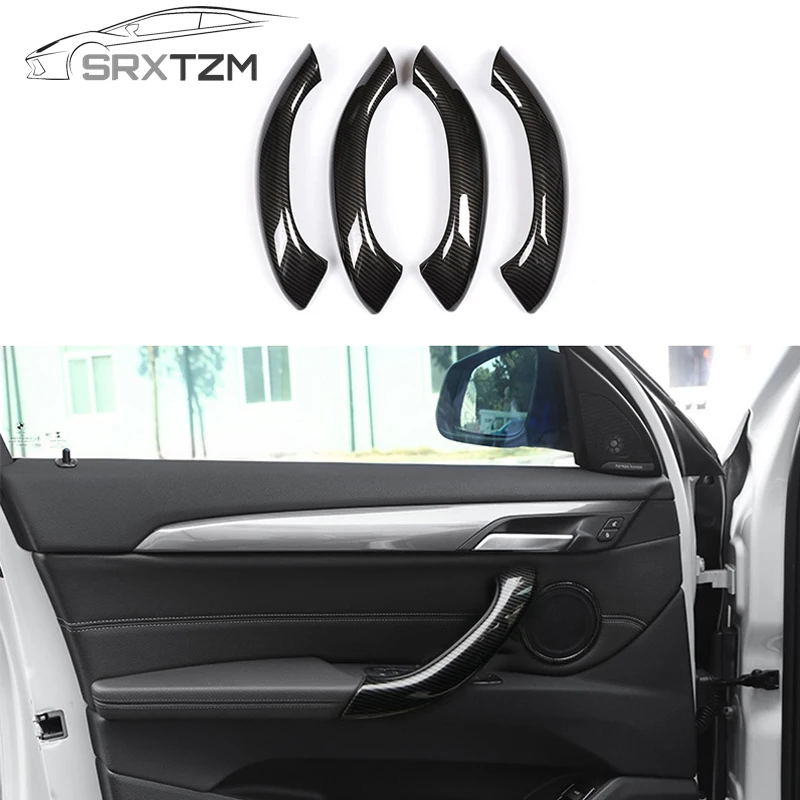 SRXTZM 4 adet BMW X1 X2 F48 2016-0219 Yeni Karbon Doku Araba İç Kapı kulp kılıfı Kapı Paneli Çekme Trim Araba Aksesuarları