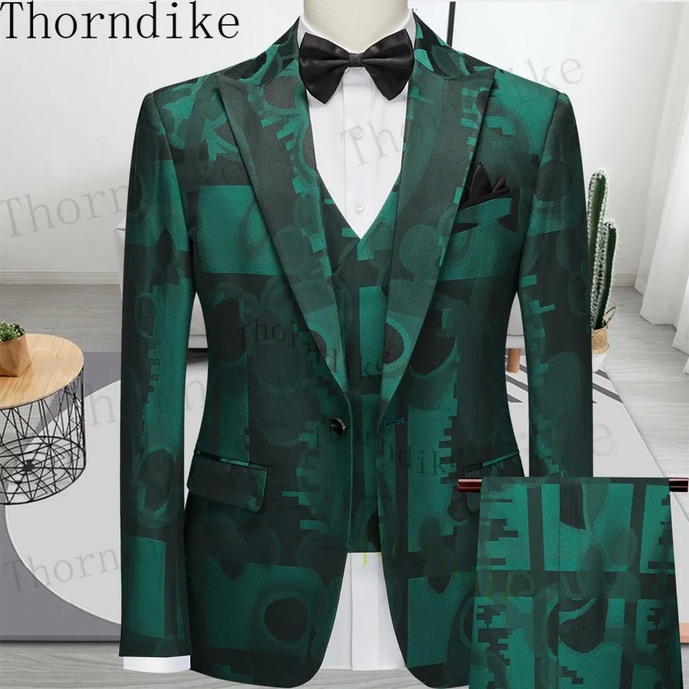 Thorndike 2022 Lüks Zarif Tasarım Resmi Damat Smokin 3 Parça Erkek Takım Elbise Düğün İçin Erkek Parti Elbise Kostüm Homme
