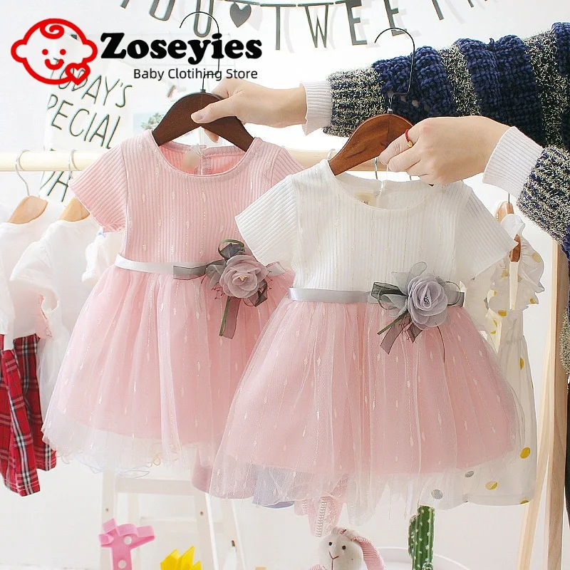 Toddler Kız Tutu Elbise Yaz Moda Kısa Kollu Prenses Elbise Sevimli Çiçek Kız düğün elbisesi