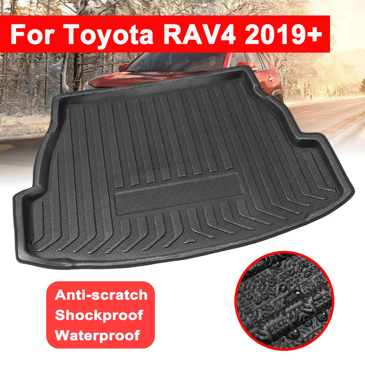 Toyota için RAV4 2019 + Araba Arka Gövde Boot Liner Kargo Mat Bagaj Tepsisi zemin halısı Çamur Koruyucu Yedek Araba Aksesuarları