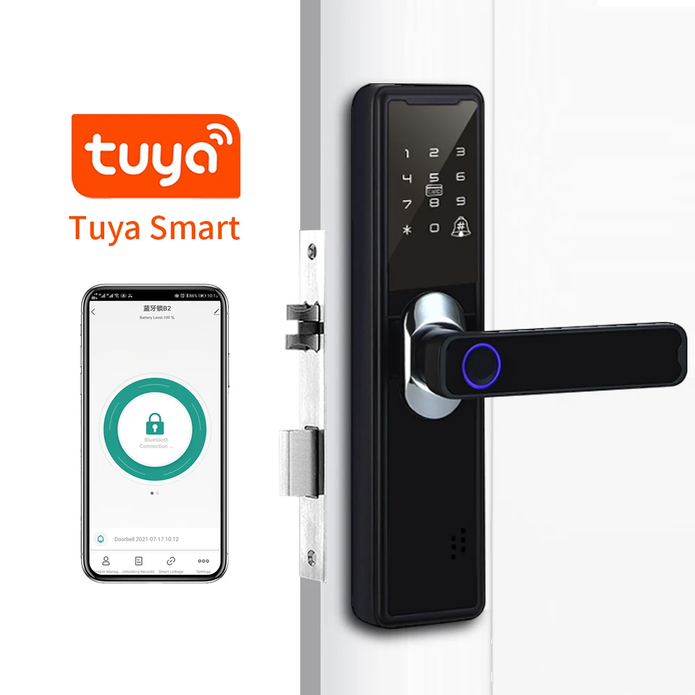 Tuya akıllı kilit parmak izi şifre odası yatak odası ahşap kapı kilidi ofis otel daire bluetooth tokatlamak kartı elektronik kilit