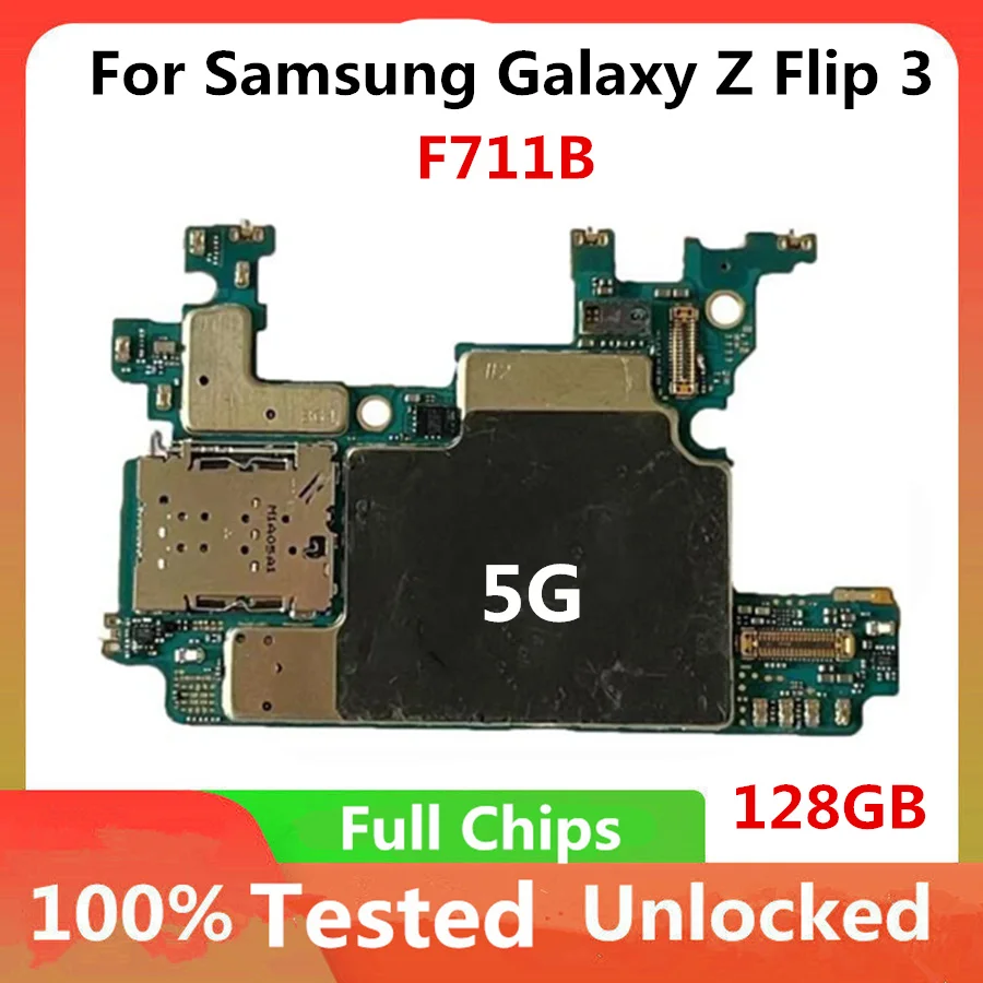 Unlocked Samsung Galaxy Z Flip 3 İçin F711B Anakart 5G 128GB Android İŞLETİM SİSTEMİ Orijinal Temiz IMEI Mantık Kurulu Tam Cips Plaka