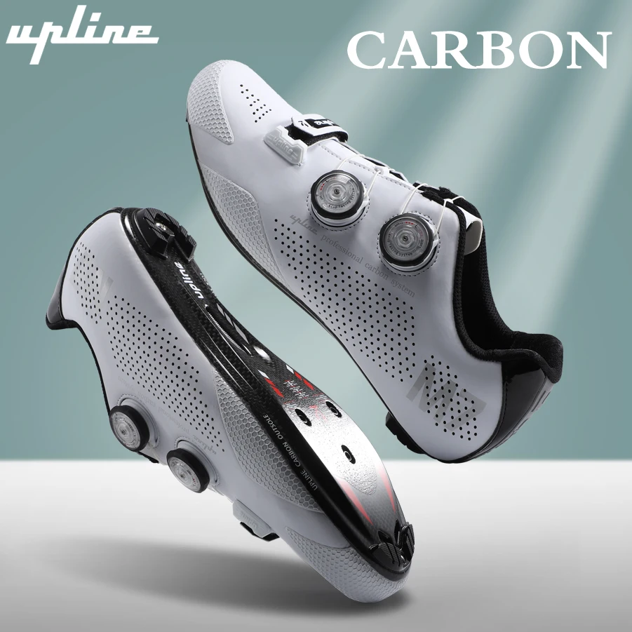UPLİNE ultralight 14 seviye sertlik karbon fiber taban yol bisikleti profesyonel kendinden kilitleme bisiklet ayakkabıları Uyumlu