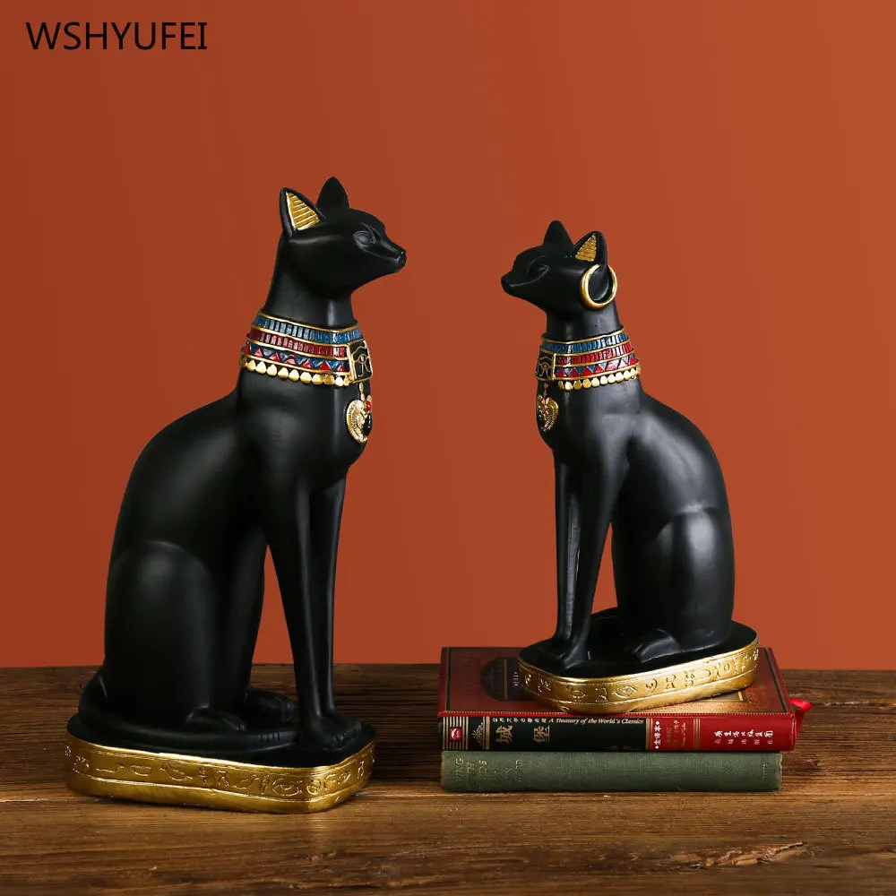 Yaratıcı siyah kedi süsler Mısır Kedi Tanrı Süs Reçine El Sanatları Ev dekorasyon aksesuarları Hayvan heykel mobilyalar