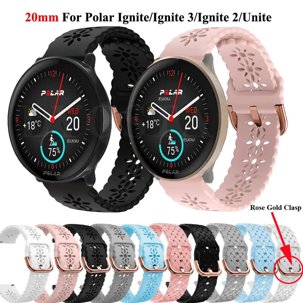 Yeni 20mm Dantel Silikon saat kayışı Polar Ateşleme 3 / Ateşleme 2 Smartwatch Bileklik Polar Birleştirmek / Polar Ateşleme Correa
