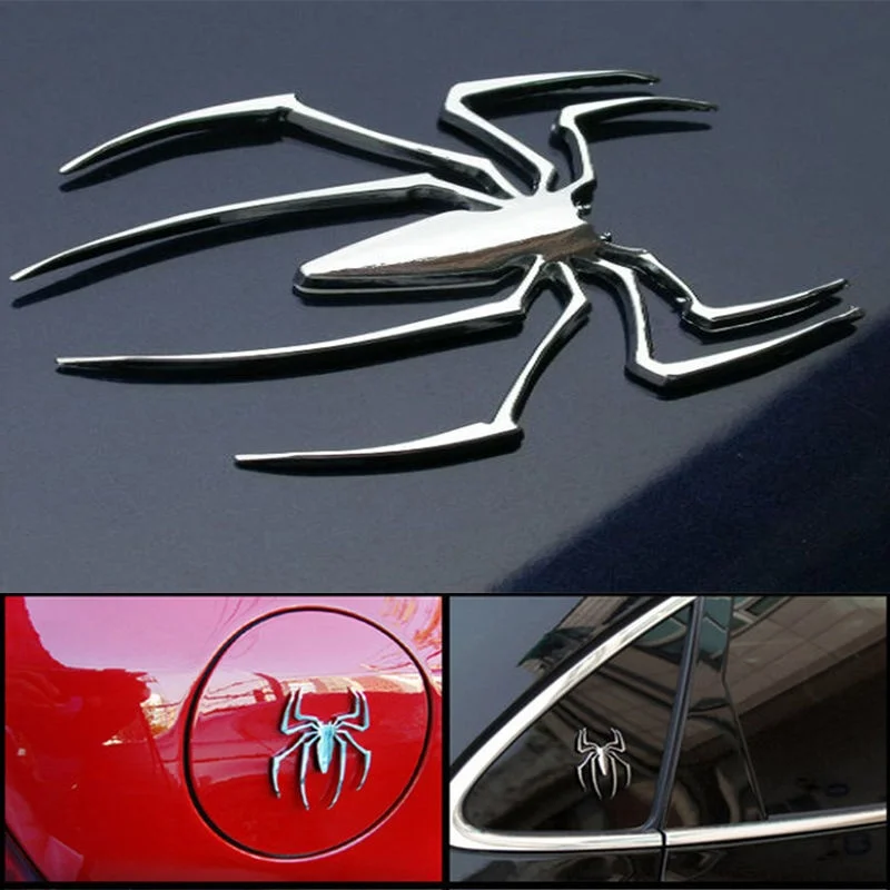 Yeni 3D Araba Çıkartmaları sıcak Evrensel Metal Örümcek Şekli Amblemi Krom 3D Araba Kamyon Motor çıkartma Araba styling Aksesuarları