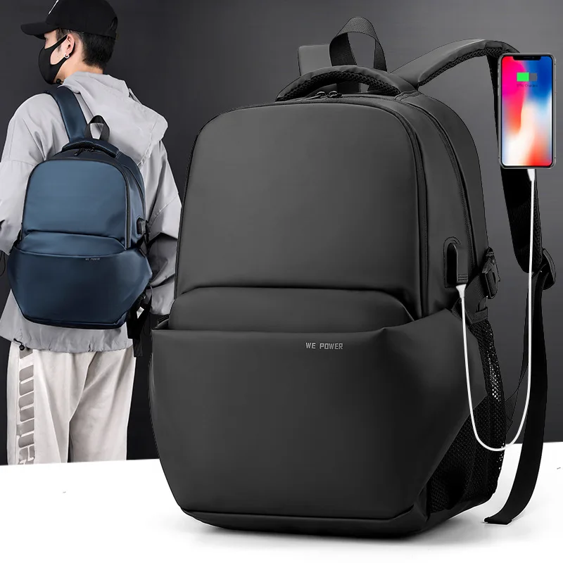 Yeni erkek Su Geçirmez Sırt Çantası Basit Katı Kentsel Adam USB Sırt Çantaları Erkekler için Hafif Banliyö Laptop Sırt Çantası Trendi okul çantası
