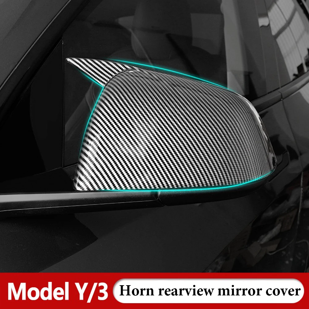 Yüksek kalite Tesla Modeli 3 / Y Karbon Fiber Siyah araba kornası Tarzı Dikiz yan ayna kapağı Kapaklar araba-styling
