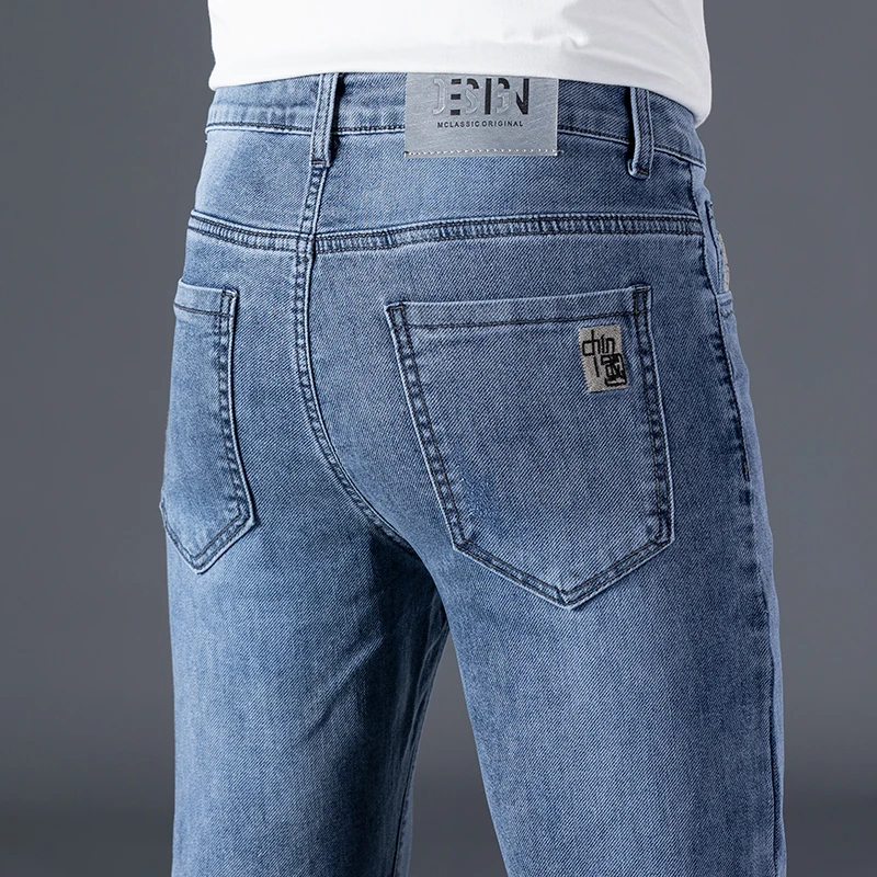 Çin işlemeli kot erkekler için, yüksek kaliteli 2023 mevsimsel streç kot, erkek hafif iş klasik erkek düz pantolon