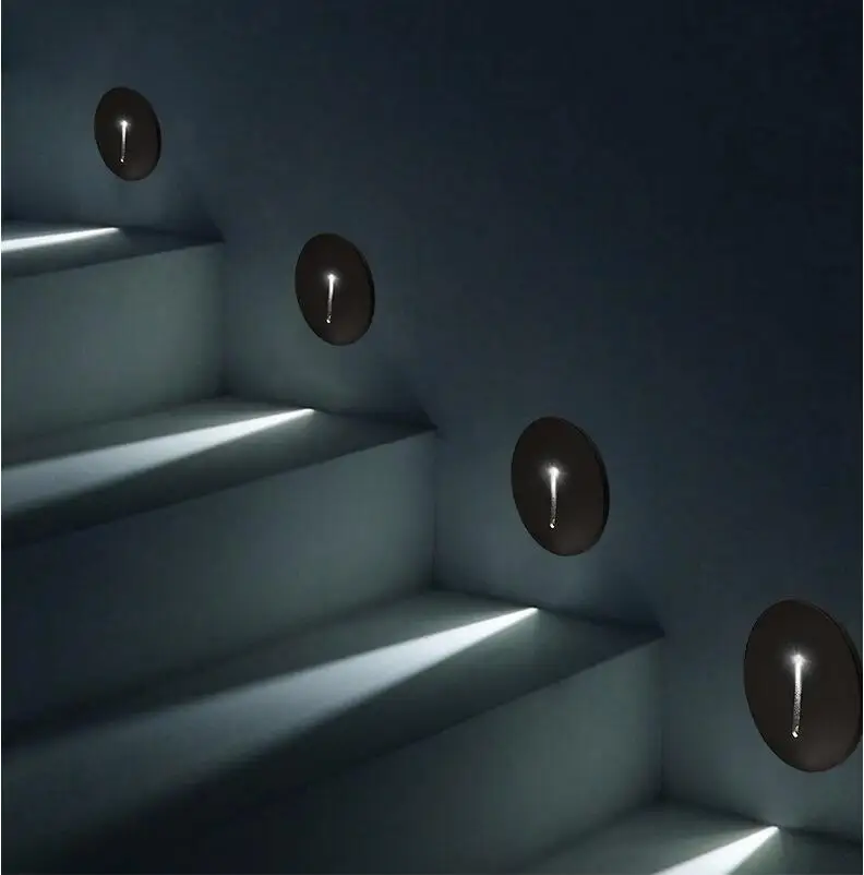 10 adet Led merdiven lambası Alüminyum Kare Yuvarlak Duvar Lambası 3W Gömme LED Adım Lambası Yolu Duvar Köşe Lambaları AC85-265V Duvar Lambası