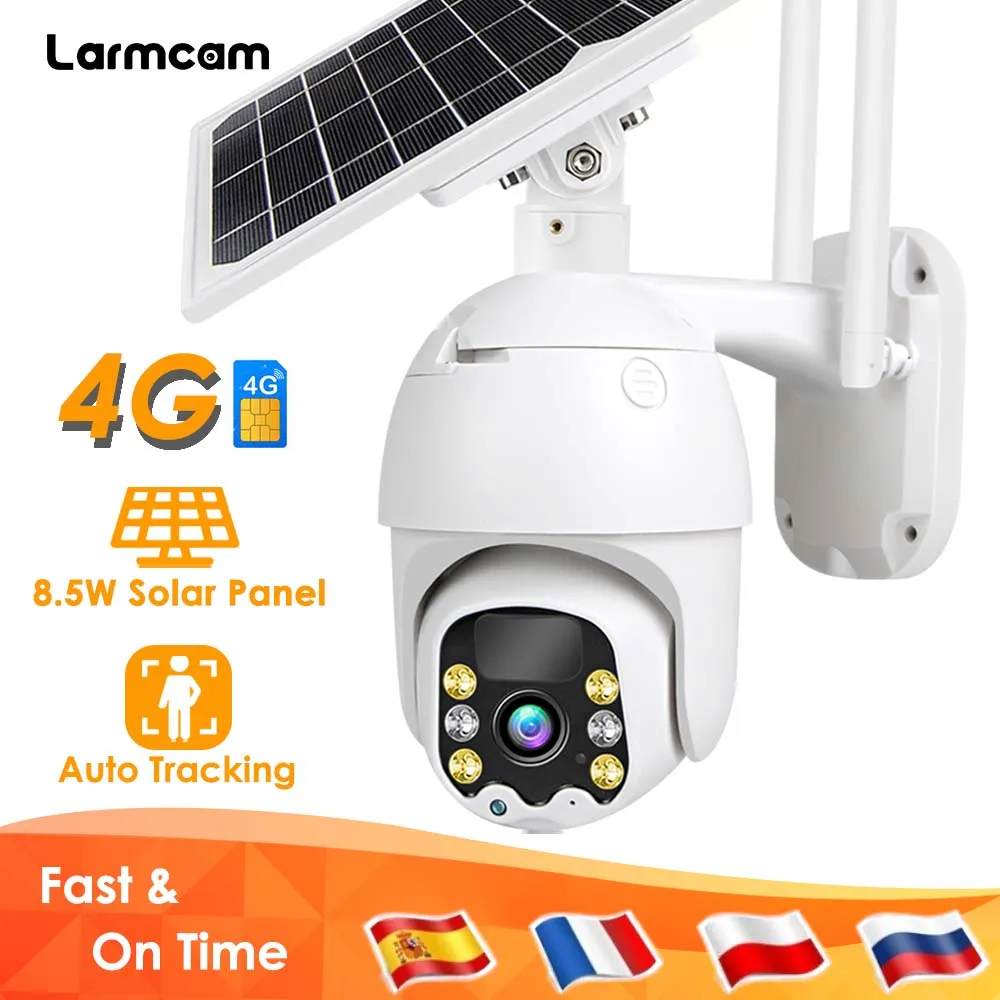 1080P 4G SIM Kart Güneş Kamera Video Gözetim WiFi Açık PTZ CCTV Güvenlik IP Kamera Pil Şarj Ses Hareket Algılama