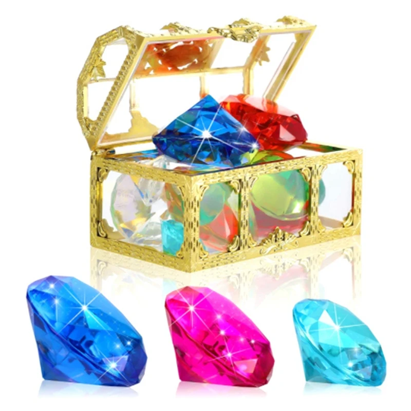 12 Adet Dalış Mücevher Havuzu Oyuncaklar Dahil Renkli Elmas Seti Dalış Oyuncak Hazine Sandığı Sualtı Yüzme Oyuncak Mücevher Korsan Kutusu