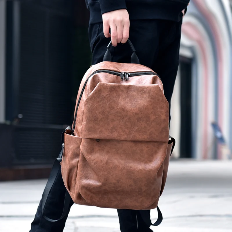14 İnç aşınmaya dayanıklı PU okul çantası şok emici basit moda seyahat bilgisayar çantası