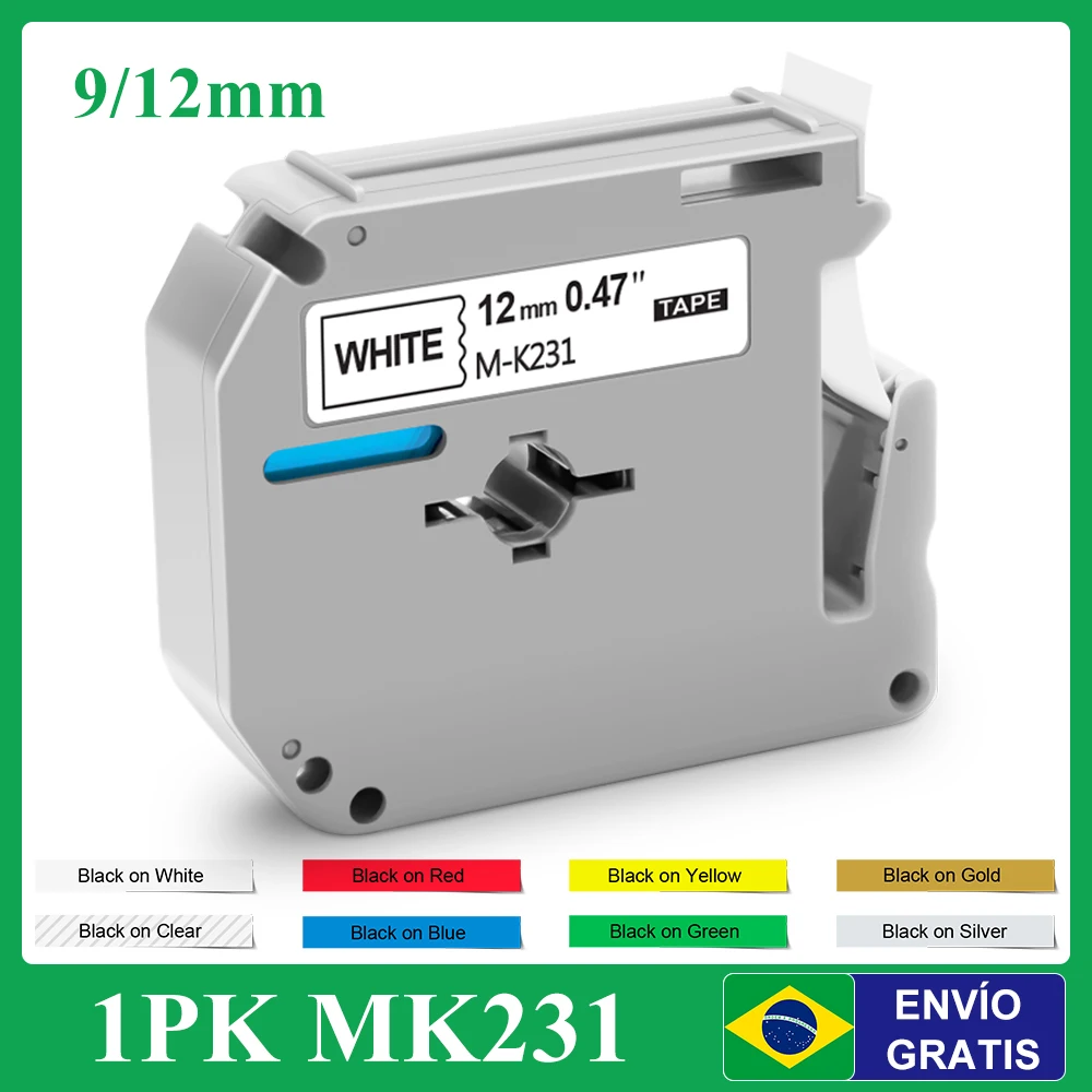 1PK MK 231 MK231 Uyumlu Kardeş etiket bant MK Bant 12mm 9mm MK-231 MK131 MK221 MK631 MK121 için Brother Etiketleme PT45M PT85