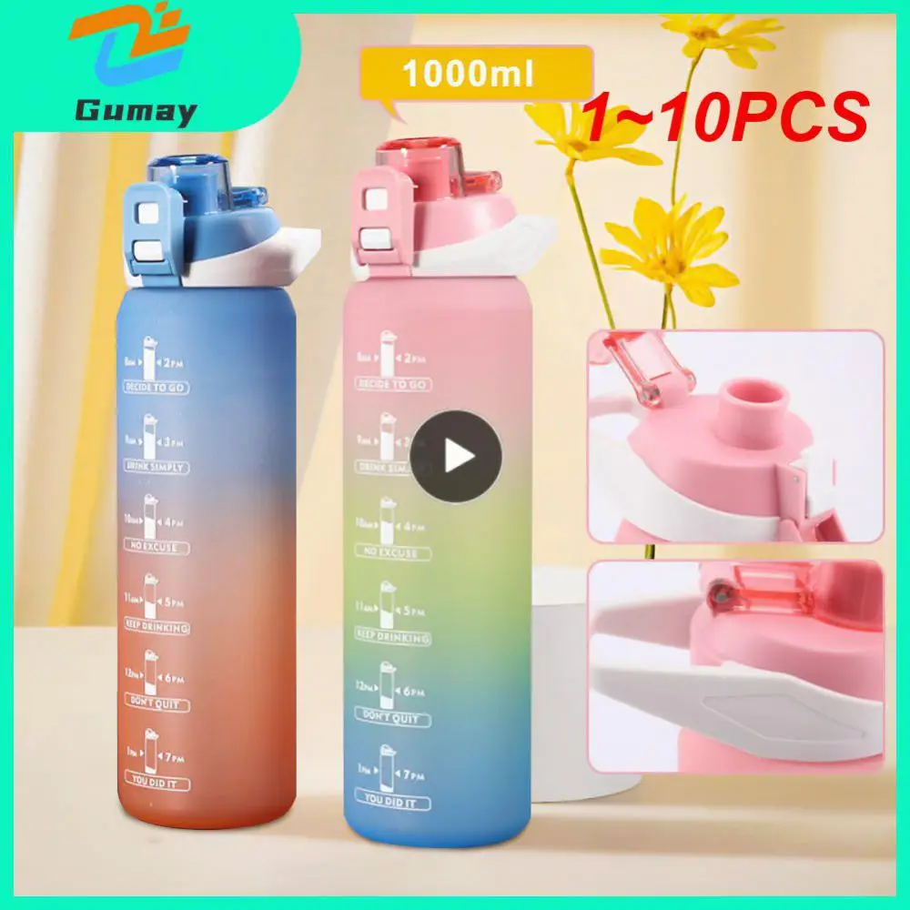 1~10 ADET Taşınabilir Su Şişesi su bardakları Motivasyon Spor Su şişesi ile Zaman Makinesi sızdırmaz Fincan Açık Spor için