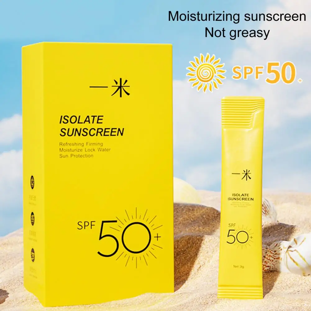 20 Adet/kutu Güneş koruyucu krem Nemlendirici Nemlendirici UV Koruma SPF50 Yüz Vücut Güneş Kremi Beyazlatıcı güneş kremi Cilt Tipi için