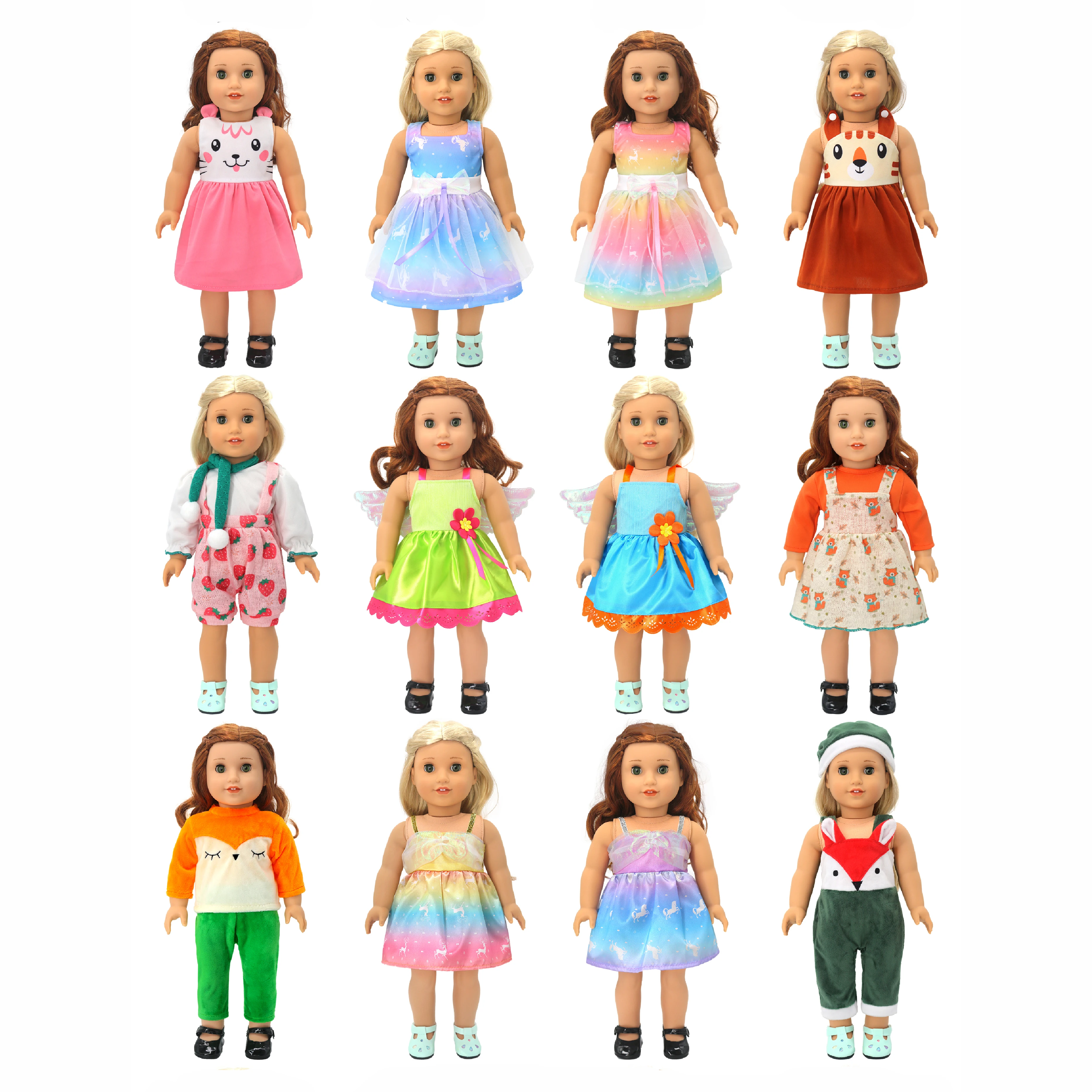 2023 Yeni yaz elbisesi için Uygun Amerikan Kız oyuncak bebek giysileri 18 inç Bebek, Noel Kız Hediye(sadece giysi satmak)