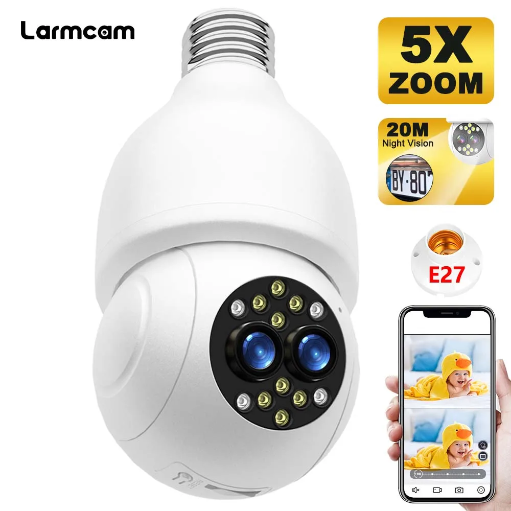 2K 4MP E27 Ampul Kamera WiFi Dürbün 1080P Güvenlik Kamera 5X ZOOM Video Gözetim Otomatik İzleme Alexa bebek izleme monitörü İCsee