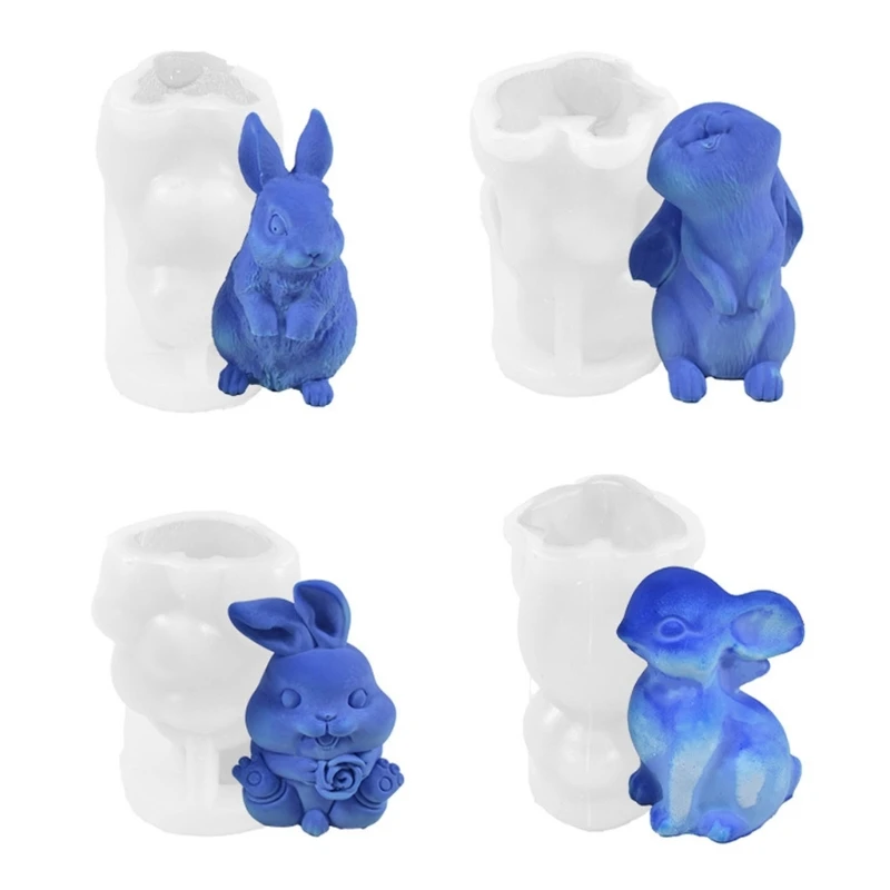 3D Tavşan silikon kalıp paskalya dekorasyonu Sabun Alçı Reçine Kalıp Yapma Malzemeleri DIY G2AB