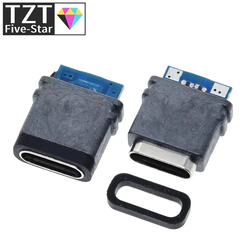 5 ADET USB 3.1 Su Geçirmez Tip-C Connector16PİN 5A Dişi Soket Çift 5.1 K Direnç Desteği Şarj Ve Deşarj