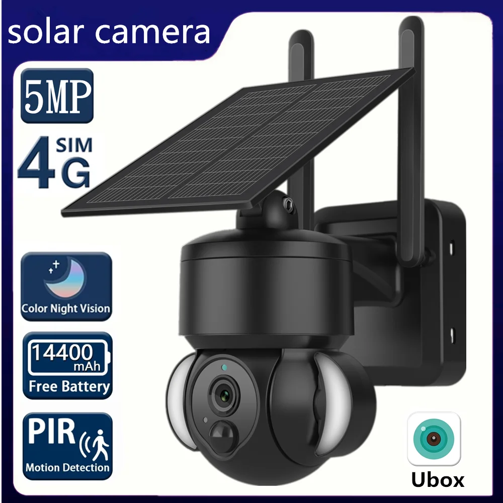 5MP Açık Kamera 4G / Wifi Güneş Enerjili 14400mAh Pil ile 5W GÜNEŞ panelleri Renkli Gece Görüş Kablosuz Bahçe CCTV